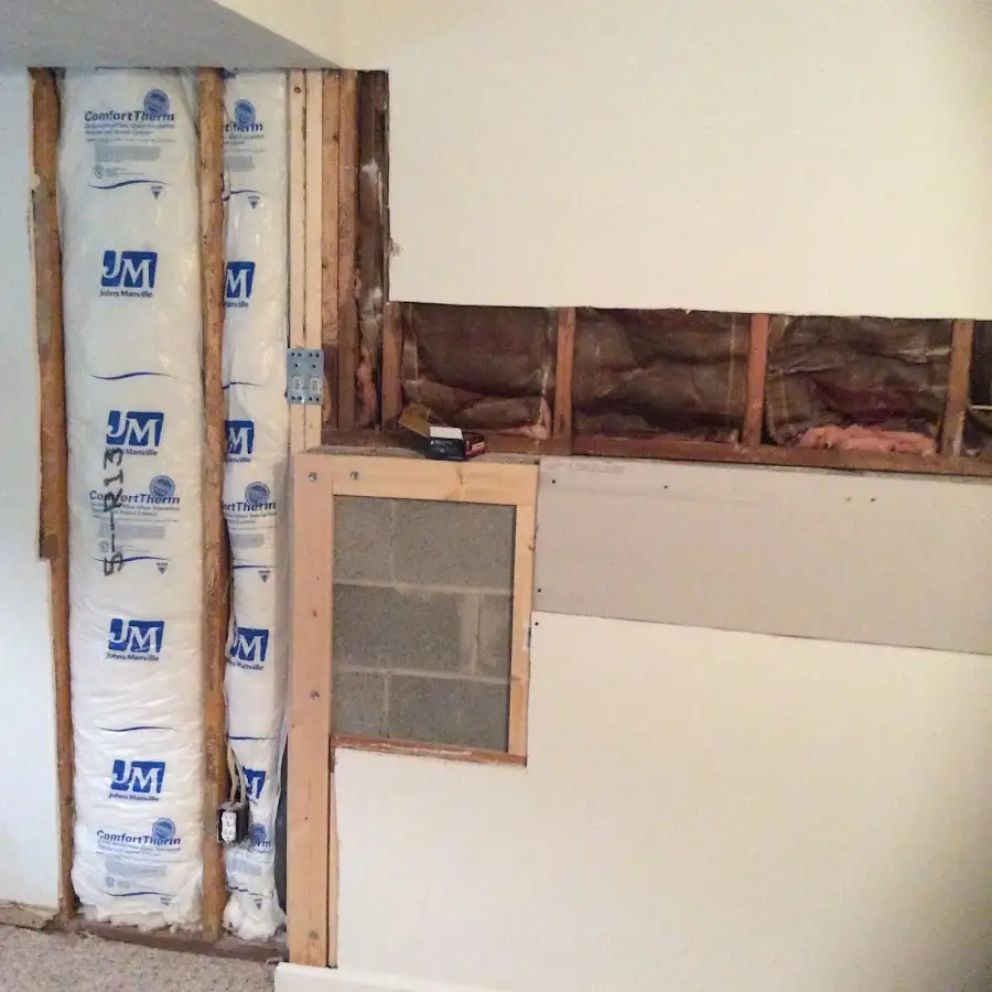 Wall insulation replacement during Basement Flood Cleanup in Jersey Village